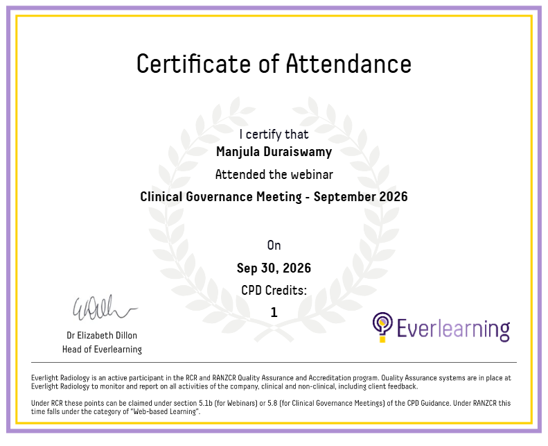 Clinical Governance Meeting - September 2026 Certificate