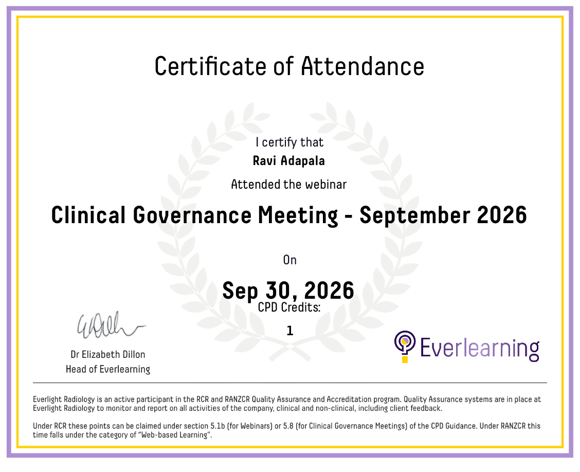 Clinical Governance Meeting - September 2026 Certificate