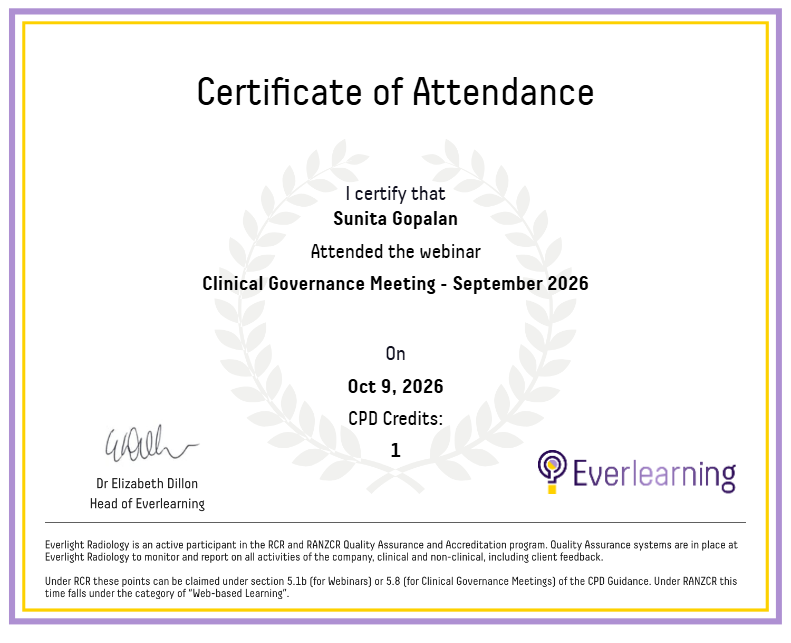 Clinical Governance Meeting - September 2026 Certificate