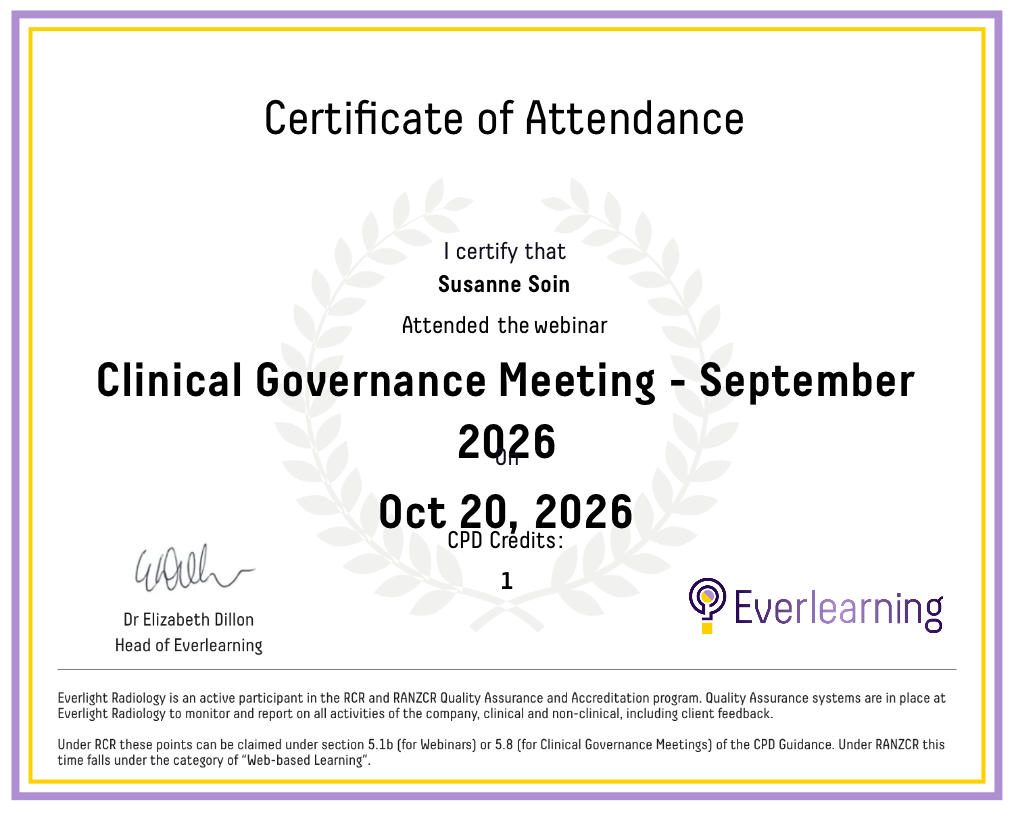 Clinical Governance Meeting - September 2026 Certificate