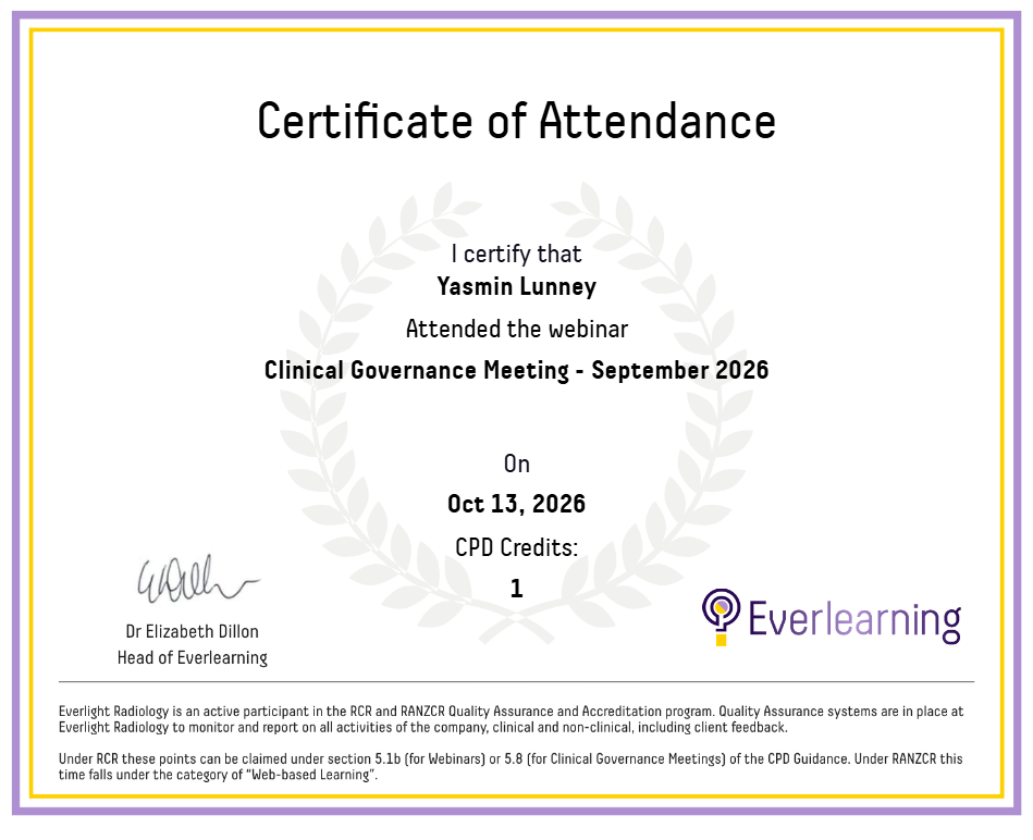 Clinical Governance Meeting - September 2026 Certificate