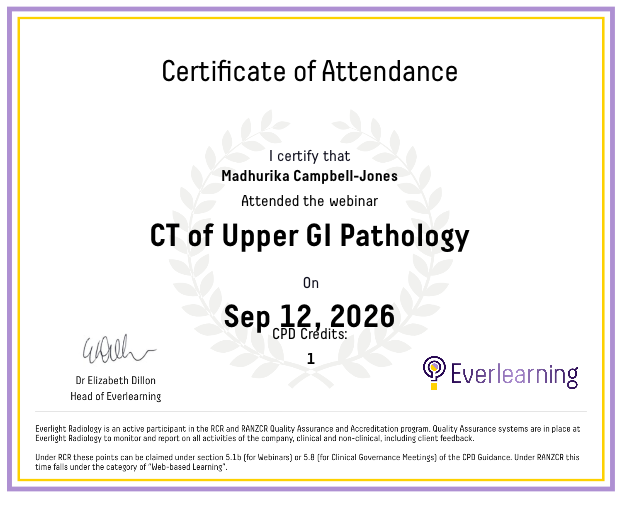 CT of Upper GI Pathology Certificate