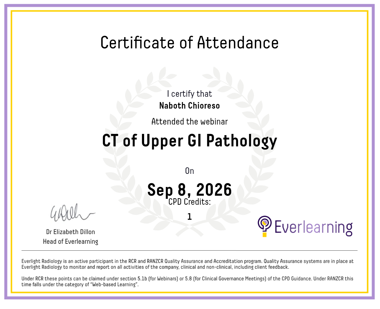 CT of Upper GI Pathology Certificate