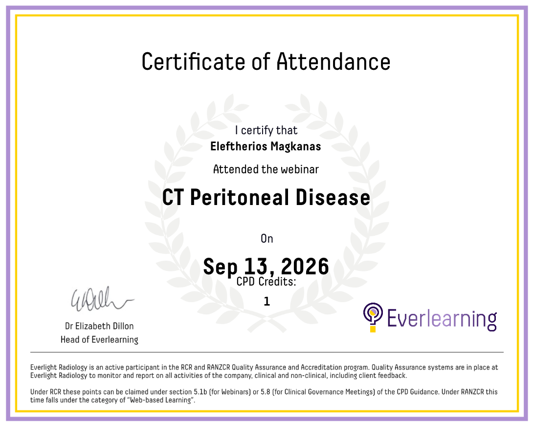CT Peritoneal Disease Certificate