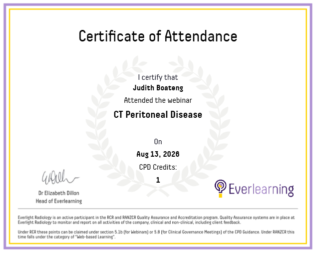 CT Peritoneal Disease Certificate