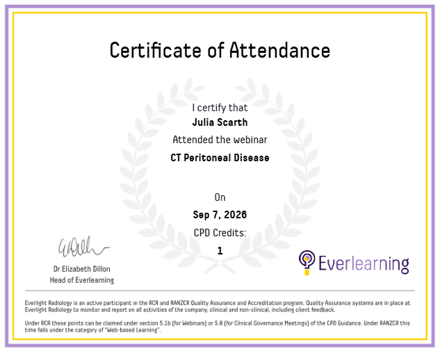 CT Peritoneal Disease Certificate