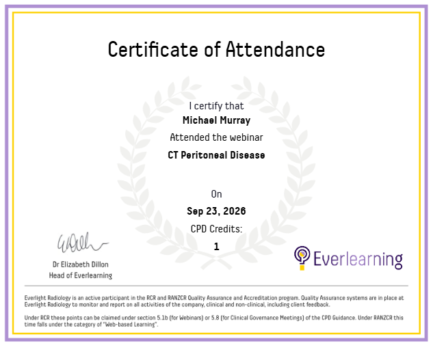 CT Peritoneal Disease Certificate