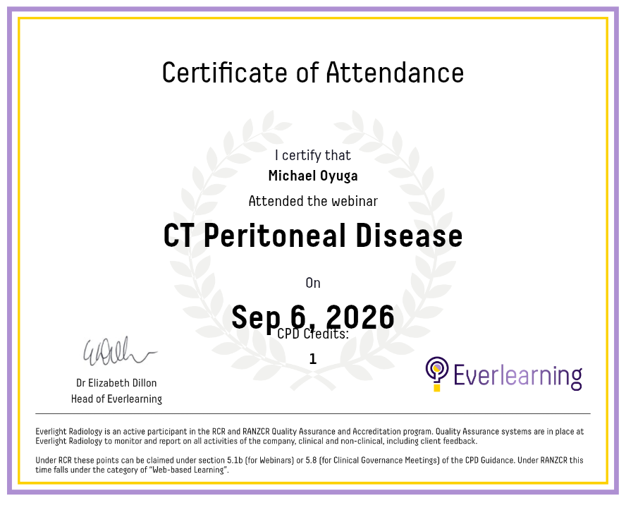 CT Peritoneal Disease Certificate