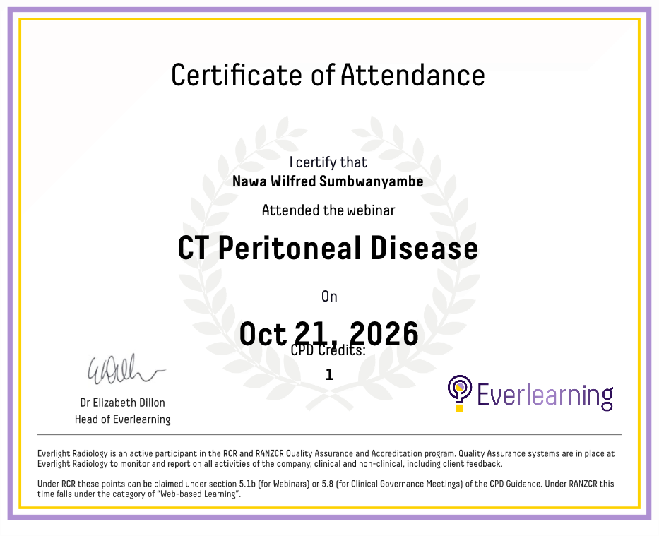 CT Peritoneal Disease Certificate