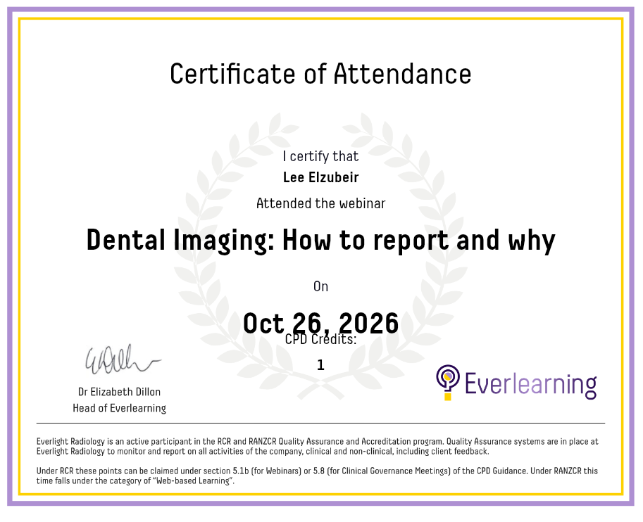 Dental Imaging: How to report and why Certificate