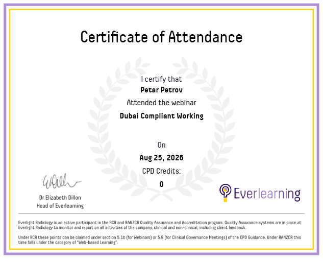 Dubai Compliant Working Certificate