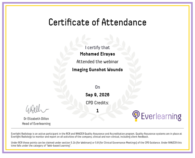 Imaging Gunshot Wounds Certificate