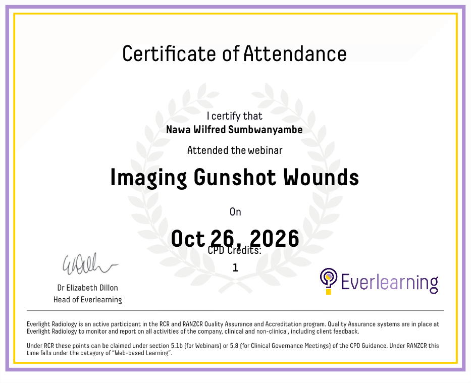Imaging Gunshot Wounds Certificate