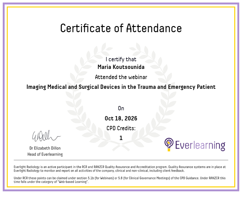 Imaging Medical and Surgical Devices in the Trauma and Emergency Patient Certificate