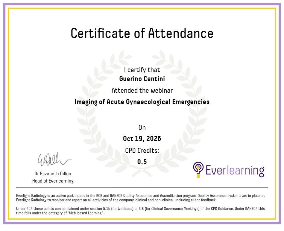 Imaging of Acute Gynaecological Emergencies Certificate