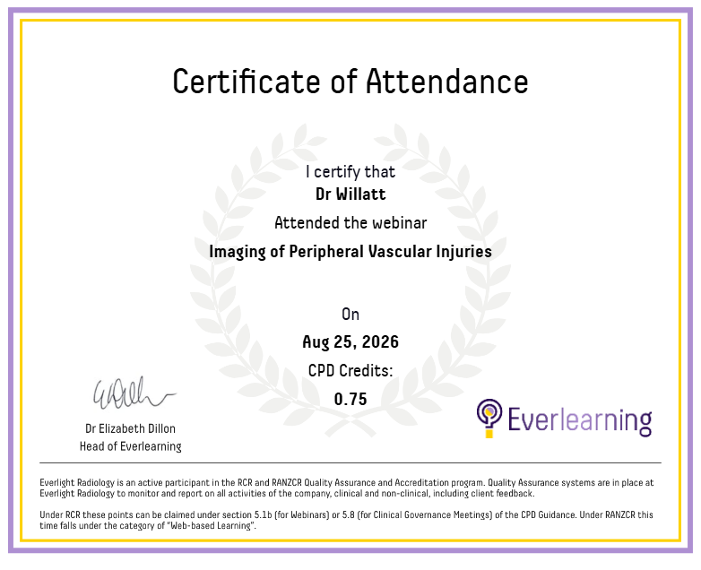 Imaging of Peripheral Vascular Injuries Certificate