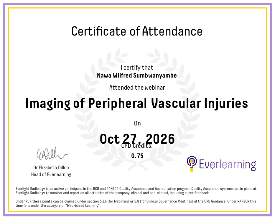 Imaging of Peripheral Vascular Injuries Certificate