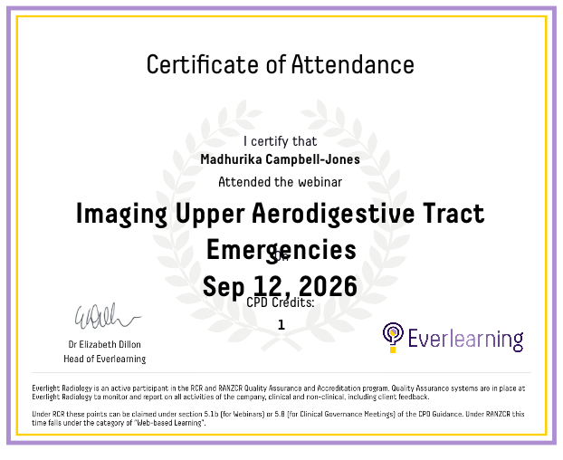 Imaging Upper Aerodigestive Tract Emergencies Certificate