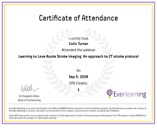 Learning to Love Acute Stroke Imaging: An approach to CT stroke protocol Certificate