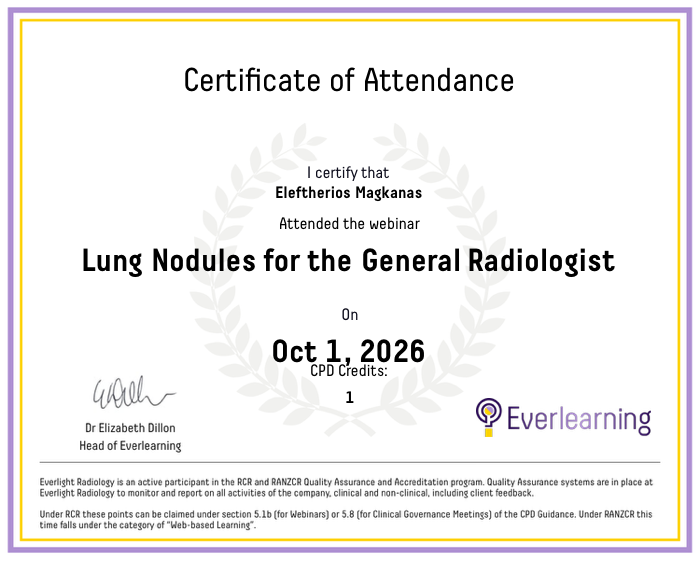 Lung Nodules for the General Radiologist Certificate