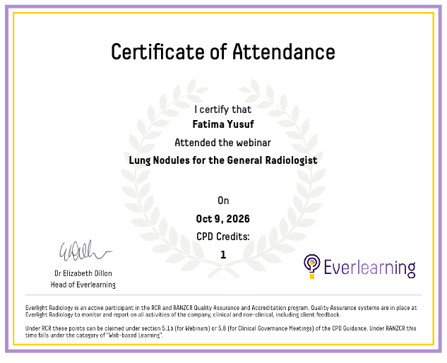 Lung Nodules for the General Radiologist Certificate
