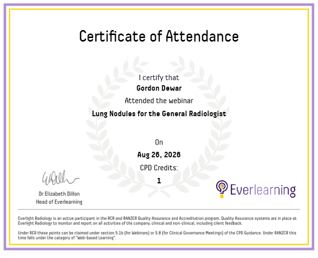 Lung Nodules for the General Radiologist Certificate