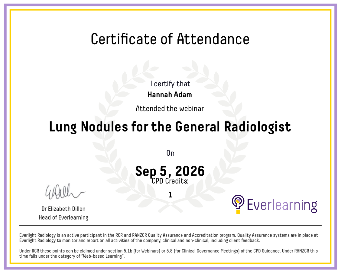 Lung Nodules for the General Radiologist Certificate