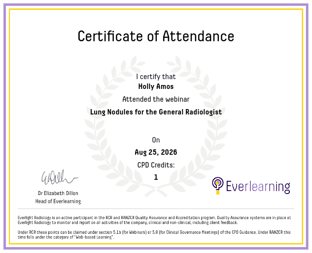 Lung Nodules for the General Radiologist Certificate