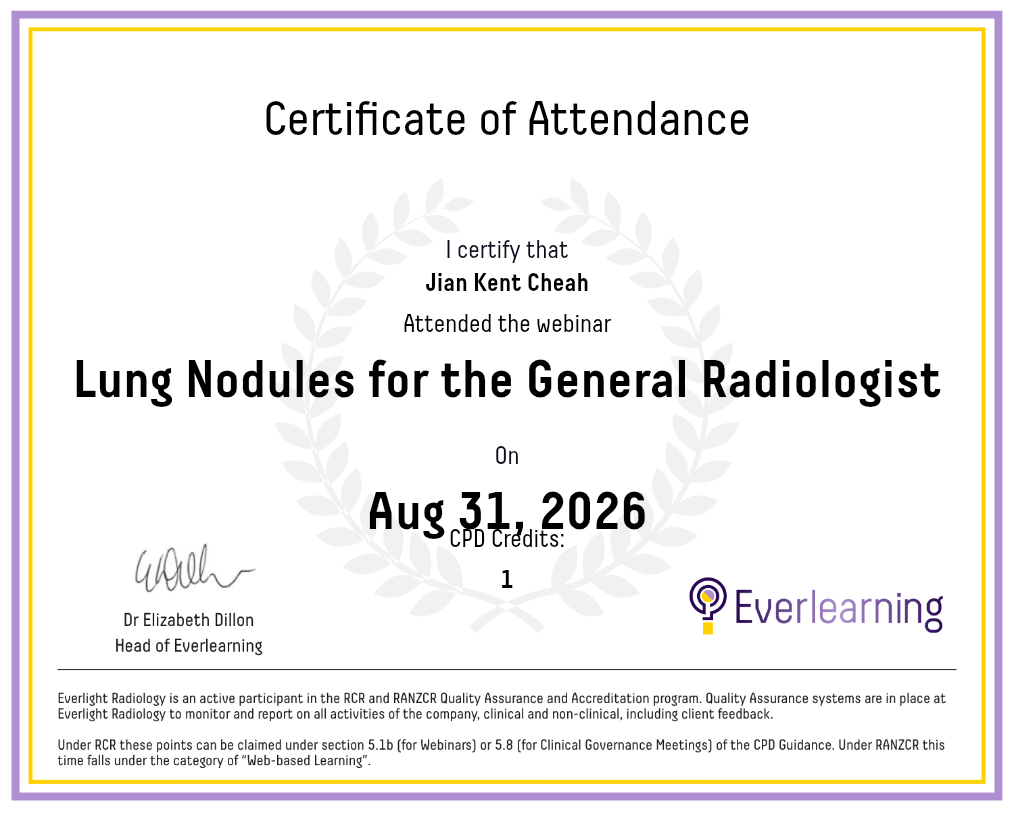 Lung Nodules for the General Radiologist Certificate