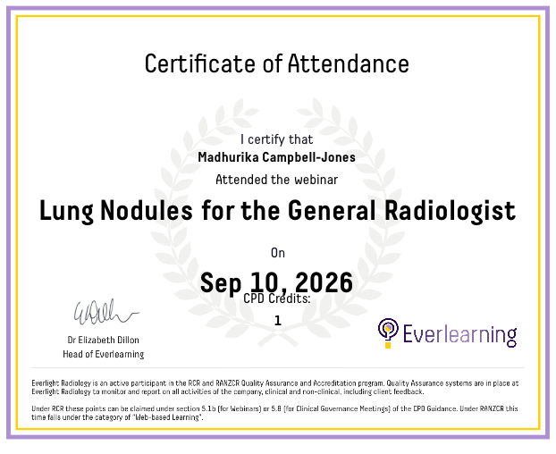 Lung Nodules for the General Radiologist Certificate