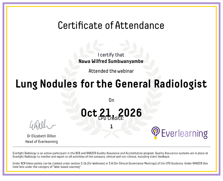 Lung Nodules for the General Radiologist Certificate