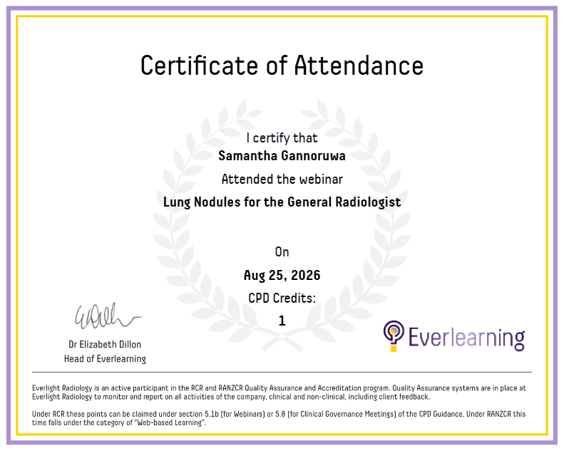 Lung Nodules for the General Radiologist Certificate