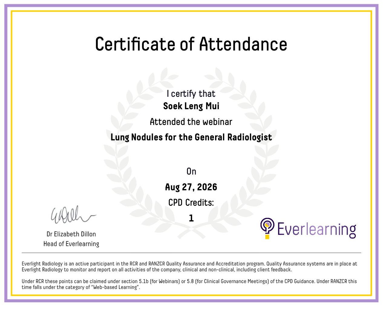 Lung Nodules for the General Radiologist Certificate