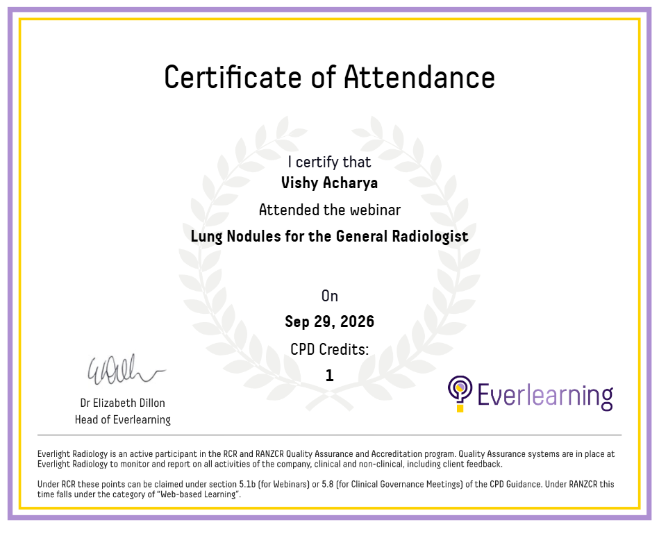 Lung Nodules for the General Radiologist Certificate
