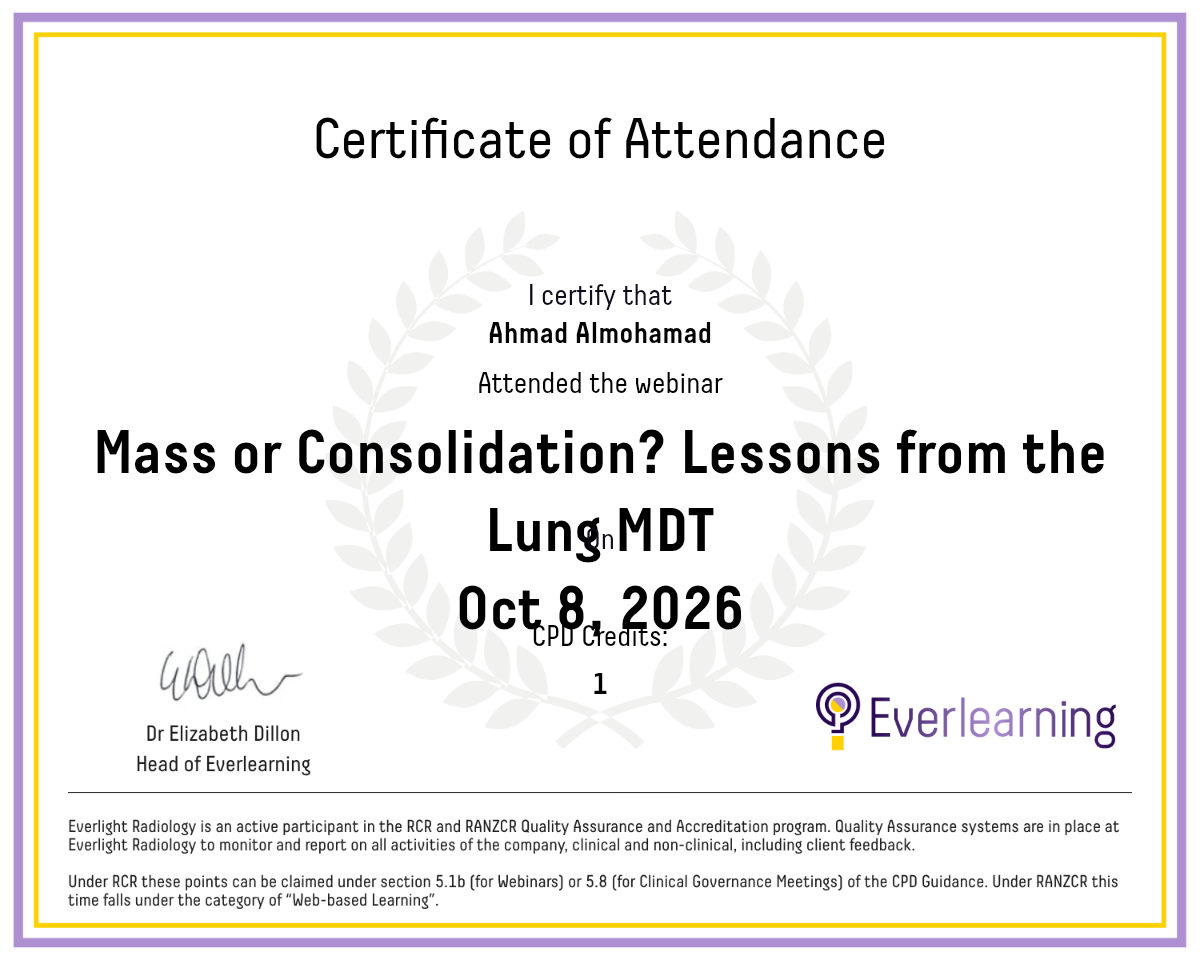 Mass or Consolidation? Lessons from the Lung MDT Certificate