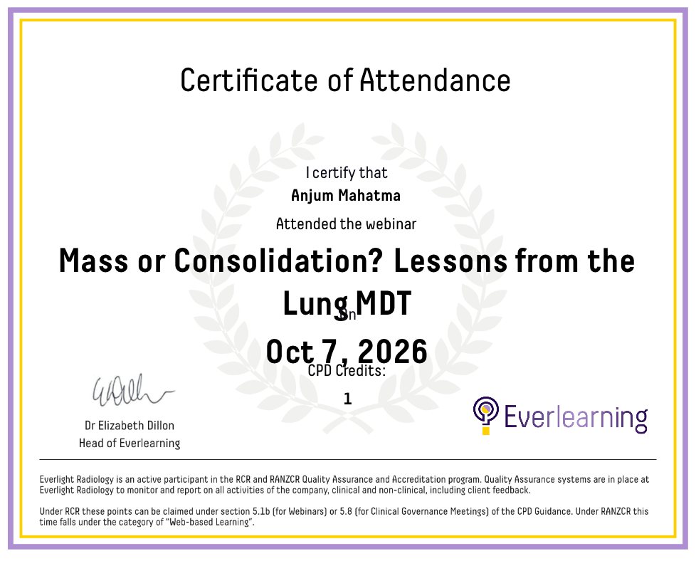 Mass or Consolidation? Lessons from the Lung MDT Certificate