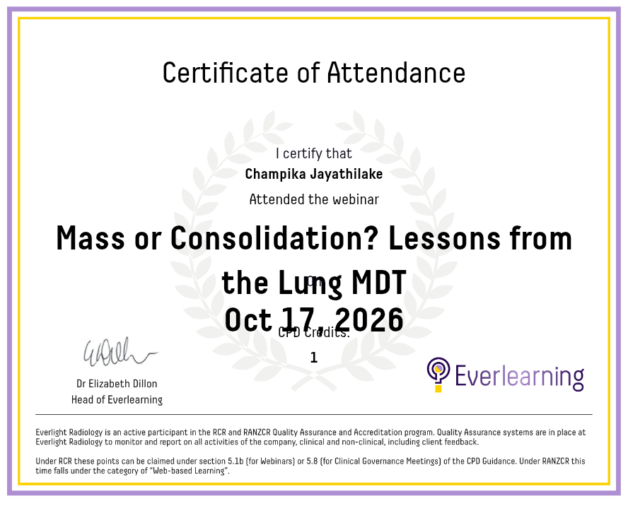 Mass or Consolidation? Lessons from the Lung MDT Certificate