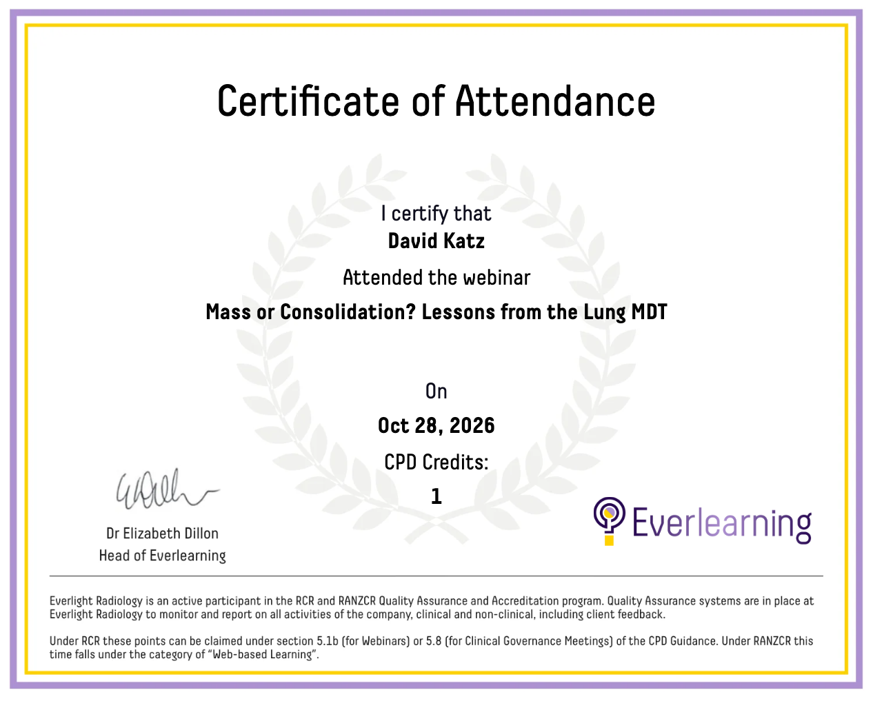 Mass or Consolidation? Lessons from the Lung MDT Certificate