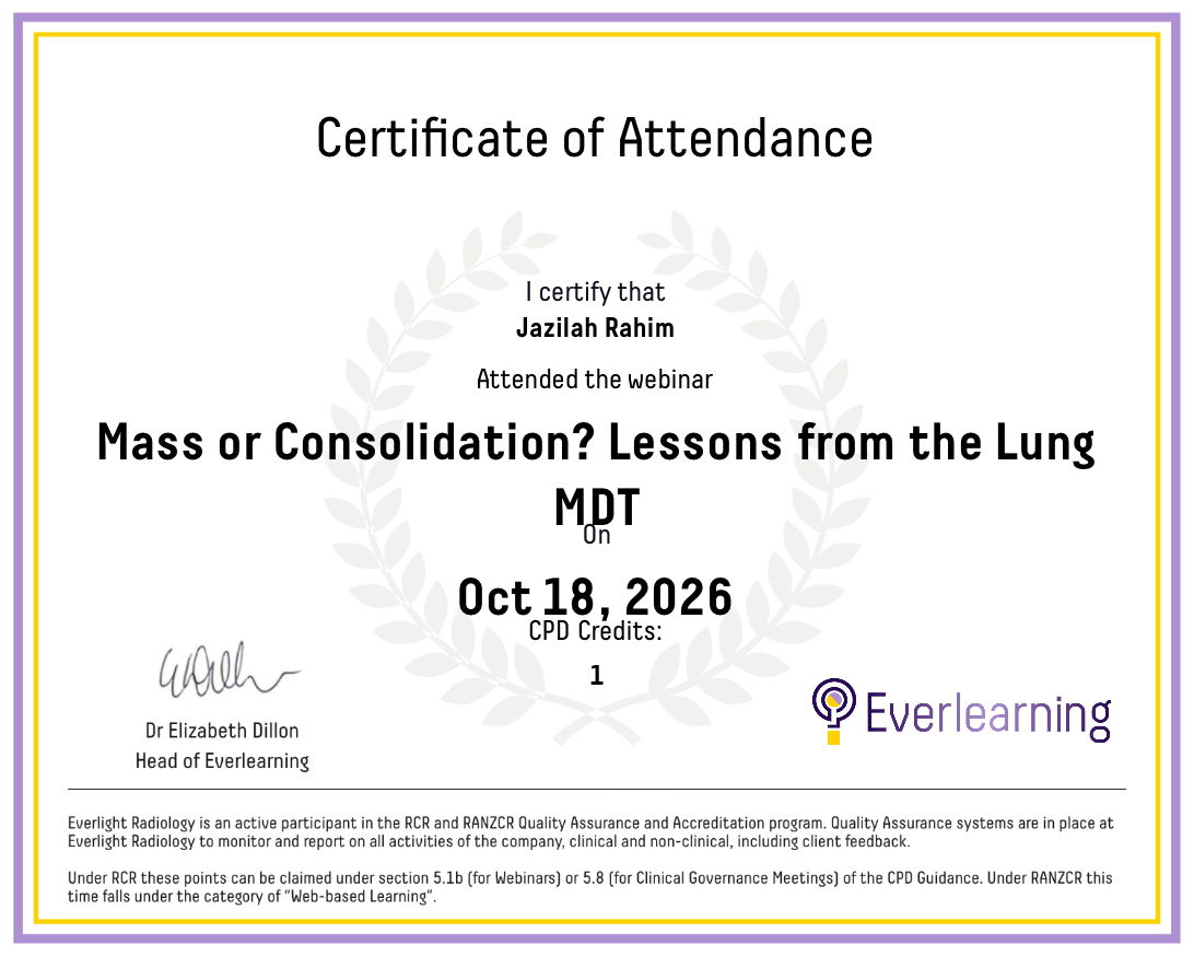 Mass or Consolidation? Lessons from the Lung MDT Certificate