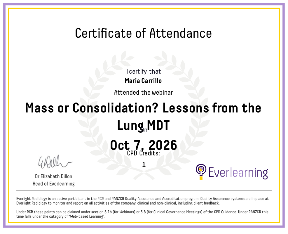 Mass or Consolidation? Lessons from the Lung MDT Certificate