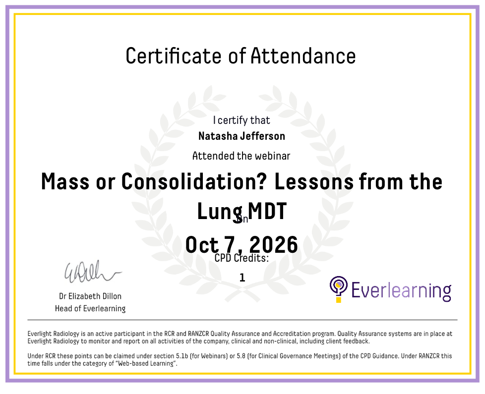Mass or Consolidation? Lessons from the Lung MDT Certificate
