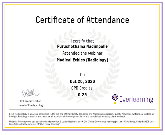 Medical Ethics (Radiology) Certificate