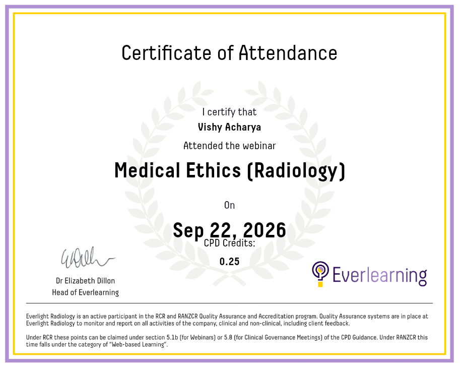 Medical Ethics (Radiology) Certificate