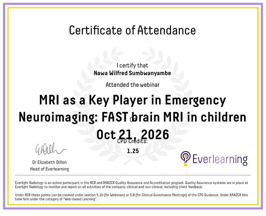 MRI as a Key Player in Emergency Neuroimaging: FAST brain MRI in children Certificate