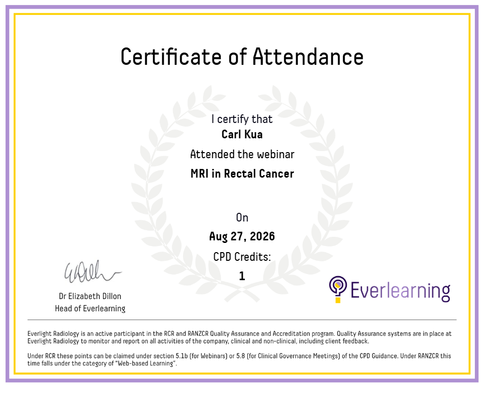 MRI in Rectal Cancer Certificate