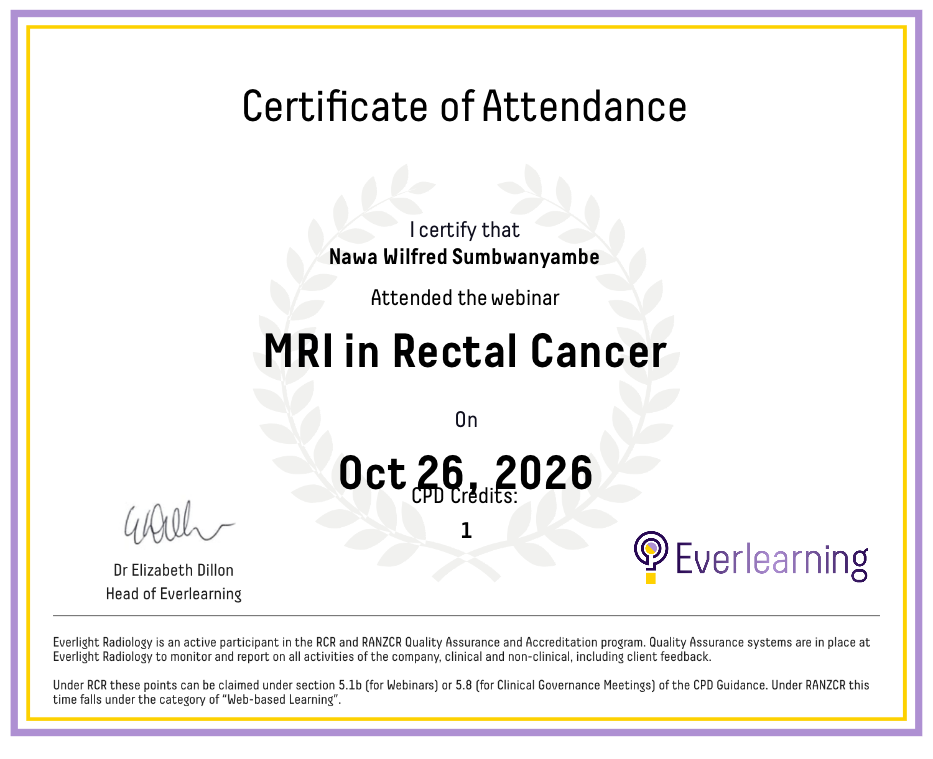 MRI in Rectal Cancer Certificate
