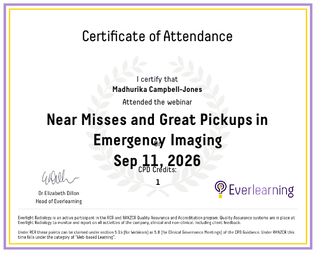 Near Misses and Great Pickups in Emergency Imaging Certificate