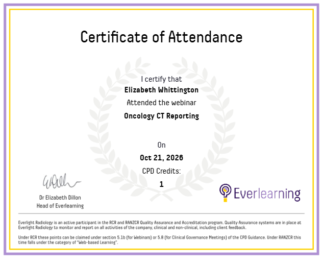 Oncology CT Reporting Certificate
