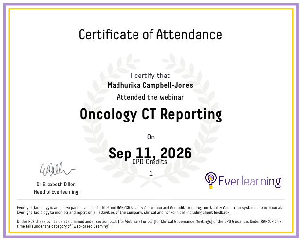 Oncology CT Reporting Certificate