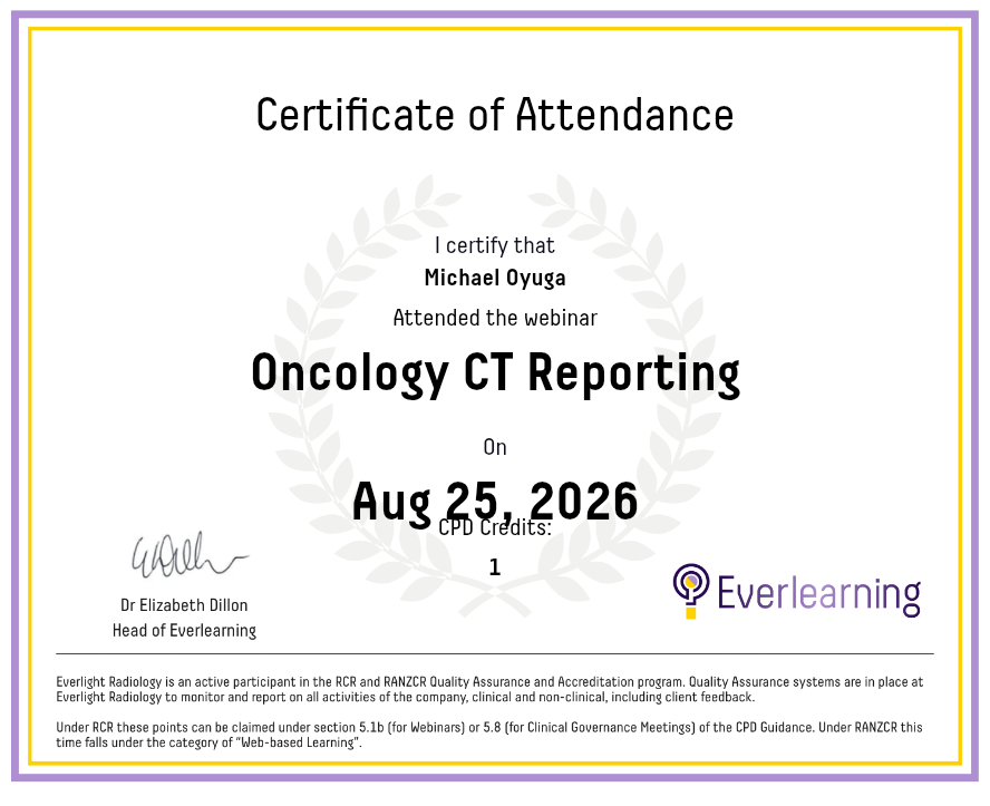 Oncology CT Reporting Certificate